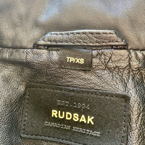 Manteau Rudsak fourrures et noir en cuire Autentique - Picture 3 of 6